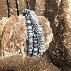 Fabric Wrap with Black & White W/Silver Plated Spacers fits a 8” inch Wrist.